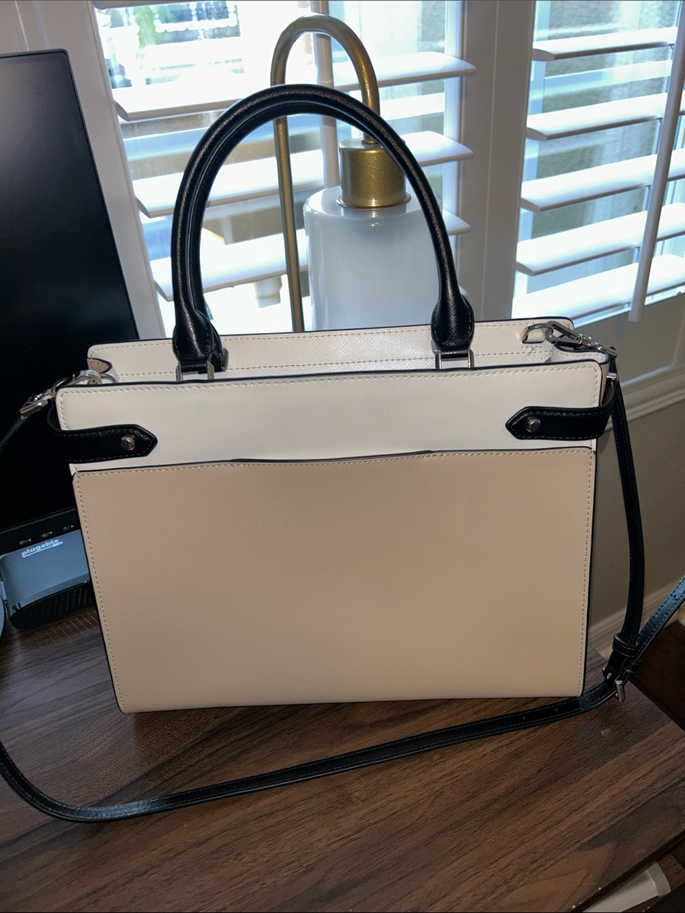 kate spade Two-Tone Cream and White Satchel with Black Trim- EUC - Picture 4 of 15
